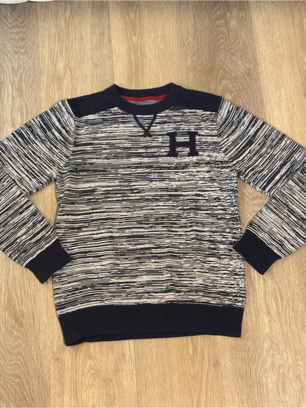 Black and Gray Marled Crewneck Sweater